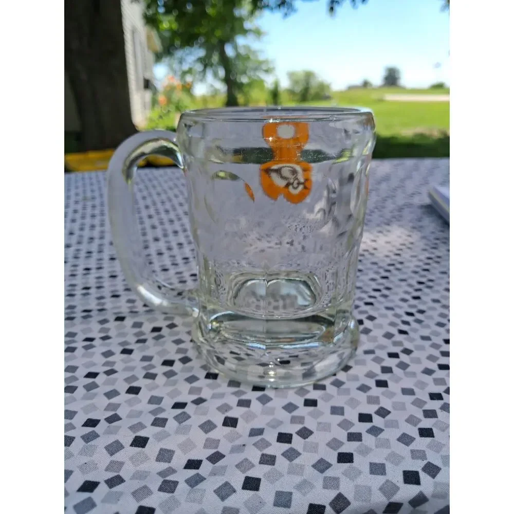 Vintage A & W Root Beer Heavy Glass Mug Arrow & Bullseye Logo 4 1/2 Inches Tall